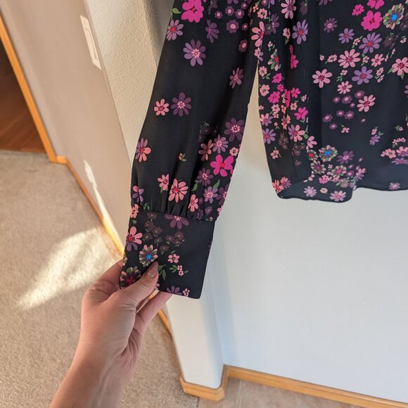 Kate Spade Bora Flora Long Sleevel Floral Top Blouse Size Large - Picture 6 of 14